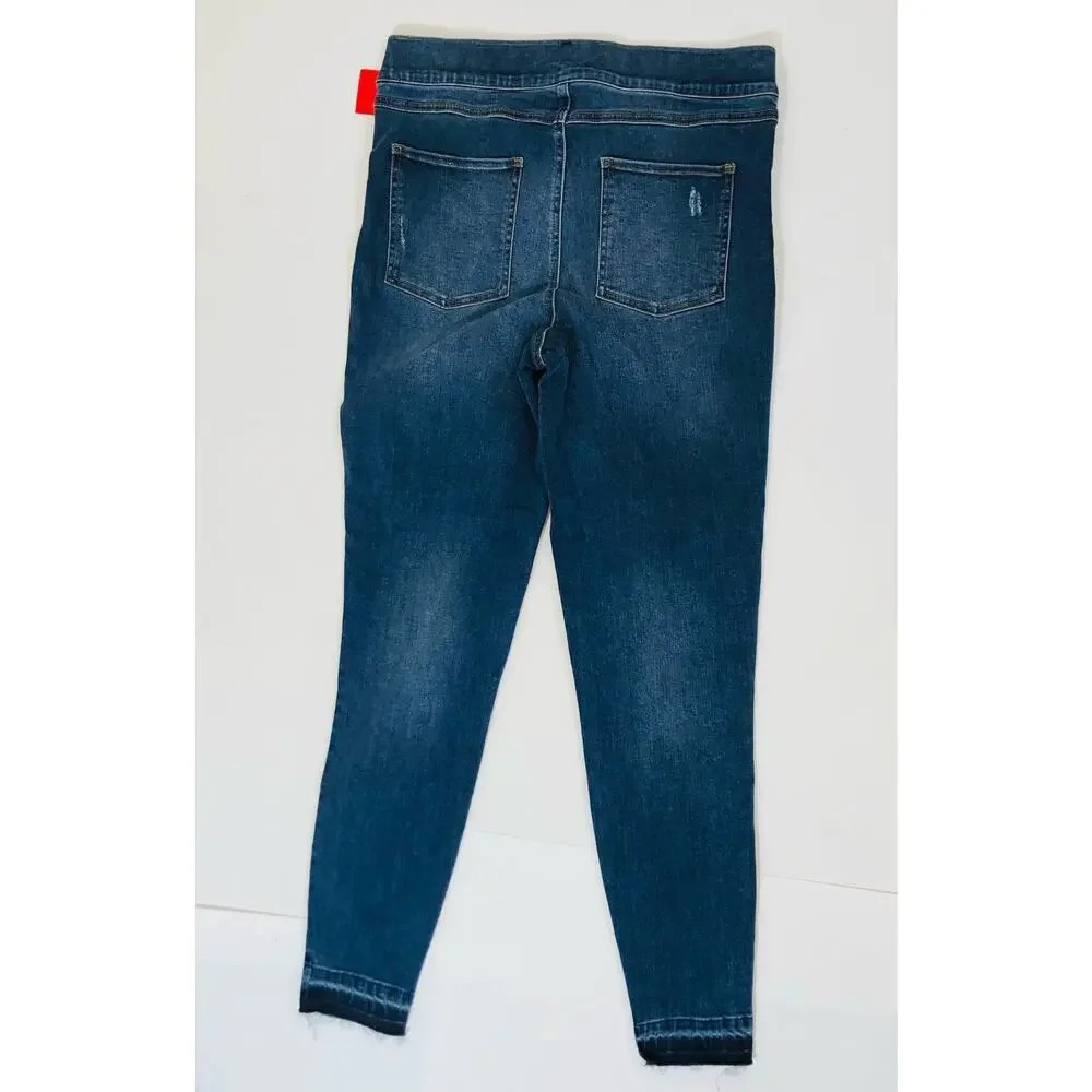 NWT Spanx Distressed Skinny Jeans in Medium Wash Slimming Size L - Picture 6 of 11